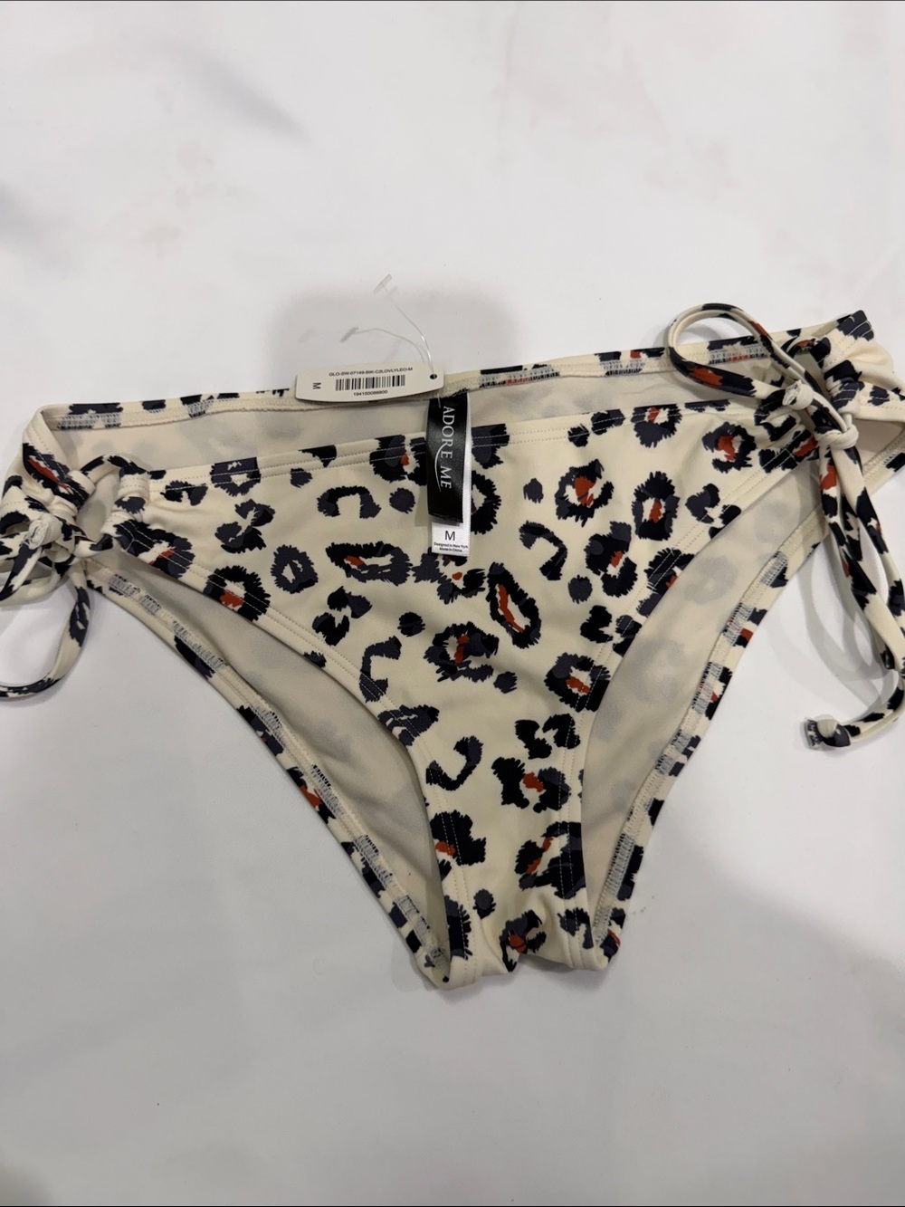Adore Me Cream Leopard Print Tie-Side Bikini Bottoms